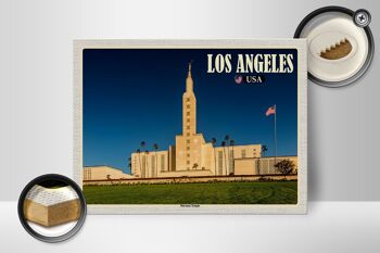 Panneau en bois voyage 40x30cm Los Angeles USA Temple Mormon 2