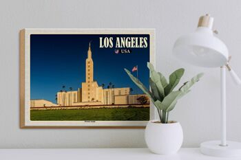 Panneau en bois voyage 40x30cm Los Angeles USA Temple Mormon 3