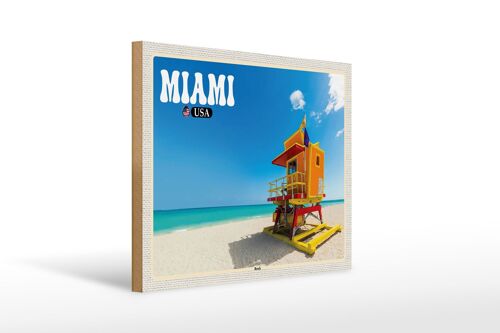 Holzschild Reise 40x30cm Miami USA Strand Meer Urlaub