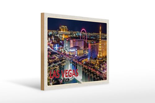 Holzschild Reise 40x30cm Las Vegas USA The Strip Casinos Hotel