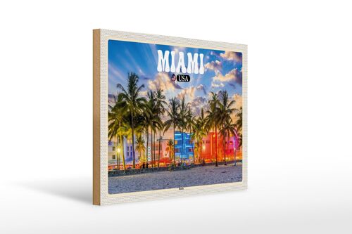 Holzschild Reise 40x30cm Miami USA Strand Palmen Urlaub