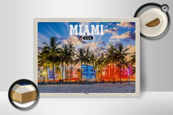 Panneau en bois voyage 40x30cm Miami USA plage palmiers vacances 2