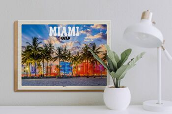 Panneau en bois voyage 40x30cm Miami USA plage palmiers vacances 3