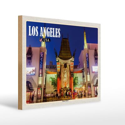Cartel de madera viaje 40x30cm Los Ángeles EE.UU. Teatro Chino Desodorante