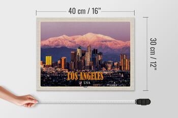 Panneau en bois voyage 40x30cm Los Angeles skyline montagnes gratte-ciel 4