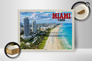 Panneau en bois voyage 40x30cm Miami USA plage gratte-ciel vacances à la mer 2