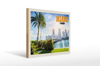 Panneau en bois voyage 40x30cm Miami USA ville mer palmier vacances 1