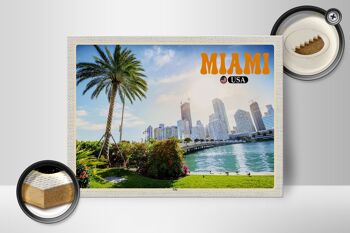 Panneau en bois voyage 40x30cm Miami USA ville mer palmier vacances 2