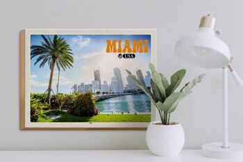 Panneau en bois voyage 40x30cm Miami USA ville mer palmier vacances 3