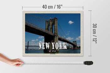 Panneau en bois voyage 40x30cm New York USA Pont de Brooklyn 4