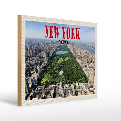 Cartel de madera viaje 40x30cm Nueva York EE.UU. Central Park