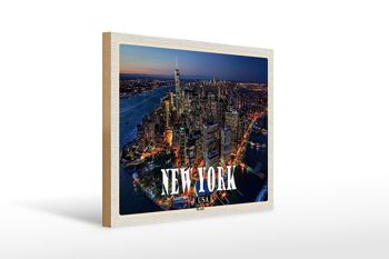 Panneau en bois voyage 40x30cm New York USA Gratte-ciel Big Apple 1