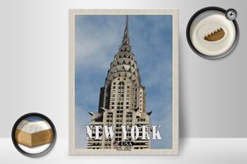 Panneau en bois voyage 30x40cm Gratte-ciel New York Chrysler Building 2