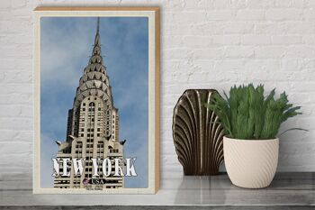 Panneau en bois voyage 30x40cm Gratte-ciel New York Chrysler Building 3