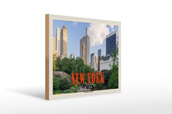 Panneau en bois voyage 40x30cm New York USA Central Park - The Pond See 1