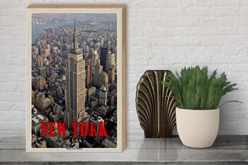 Panneau en bois voyage 30x40cm New York Empire State Building Dko 3