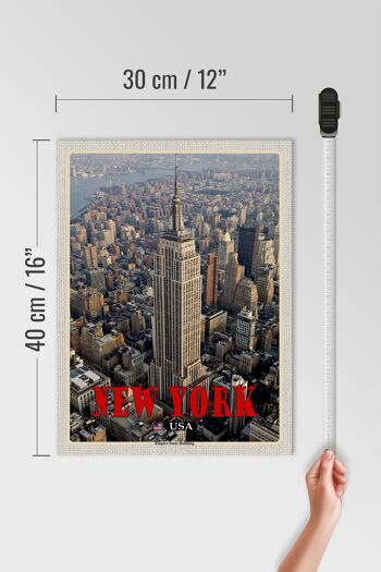 Panneau en bois voyage 30x40cm New York Empire State Building Dko 4