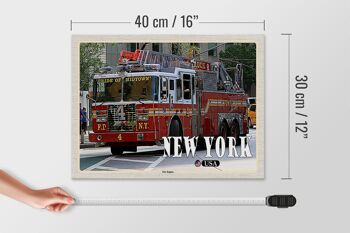Panneau en bois voyage 40x30cm New York USA Fire Engine pompier 4