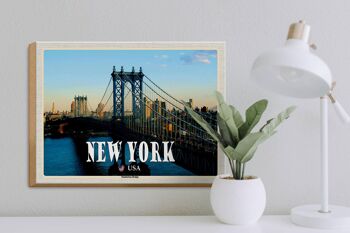 Panneau en bois voyage 40x30cm New York USA Manhattan Bridge bridge 3