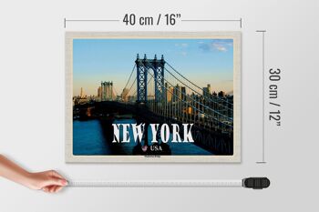 Panneau en bois voyage 40x30cm New York USA Manhattan Bridge bridge 4