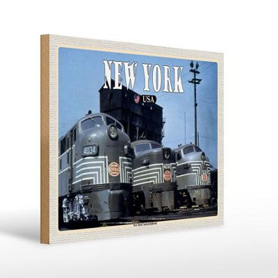 Cartel de madera viaje 40x30cm Trenes del Ferrocarril Central de Nueva York Nueva York