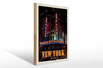 Panneau en bois voyage 30x40cm New York USA Radio City Music Hall 1
