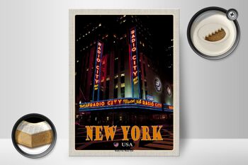 Panneau en bois voyage 30x40cm New York USA Radio City Music Hall 2