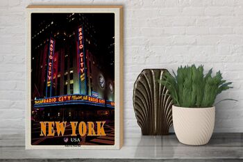 Panneau en bois voyage 30x40cm New York USA Radio City Music Hall 3
