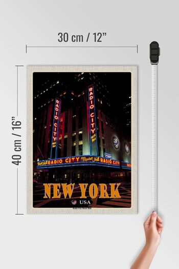 Panneau en bois voyage 30x40cm New York USA Radio City Music Hall 4