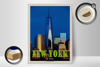 Panneau en bois voyage 30x40cm New York USA One World Trade Center 2