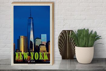 Panneau en bois voyage 30x40cm New York USA One World Trade Center 3