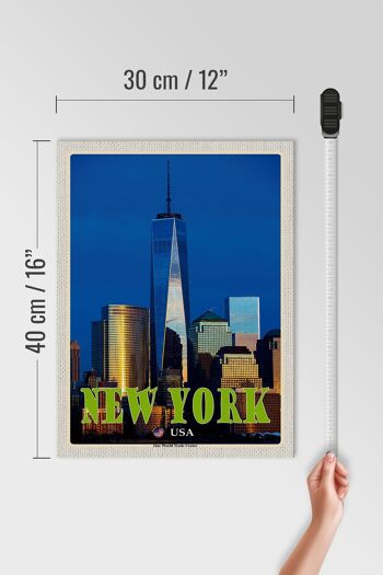 Panneau en bois voyage 30x40cm New York USA One World Trade Center 4