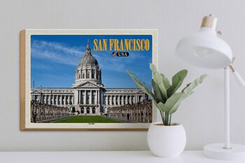 Panneau en bois voyage 40x30cm San Francisco USA Hôtel de Ville Hôtel de Ville 3