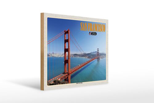 Holzschild Reise 40x30cm San Francisco USA Golden Gate Bridge