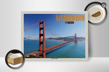 Panneau en bois voyage 40x30cm San Francisco USA Golden Gate Bridge 2