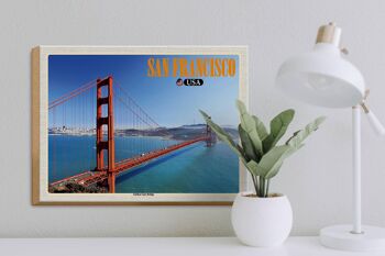 Panneau en bois voyage 40x30cm San Francisco USA Golden Gate Bridge 3