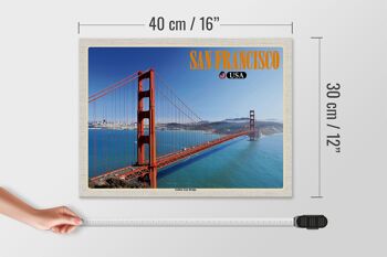 Panneau en bois voyage 40x30cm San Francisco USA Golden Gate Bridge 4