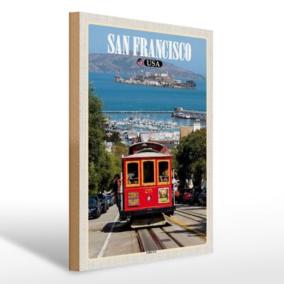 Holzschild Reise 30x40cm San Francisco USA Cable Car