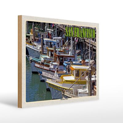 Cartello in legno da viaggio 40x30 cm San Francisco Fisherman's Wharf