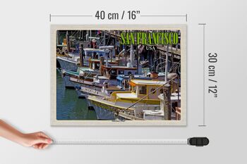 Panneau en bois voyage 40x30cm San Francisco Fisherman's Wharf 4