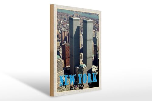 Holzschild Reise 30x40cm New York USA World Trade Center