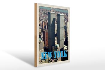 Panneau en bois voyage 30x40cm New York USA World Trade Center 1