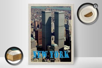 Panneau en bois voyage 30x40cm New York USA World Trade Center 2