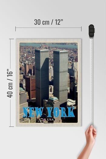 Panneau en bois voyage 30x40cm New York USA World Trade Center 4