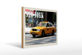 Panneau en bois voyage 40x30cm New York USA taxi rues cadeau 1