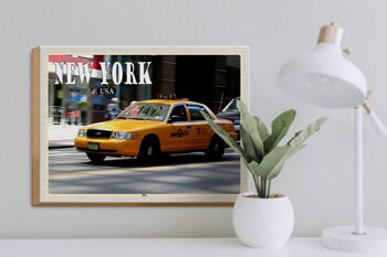 Panneau en bois voyage 40x30cm New York USA taxi rues cadeau 3