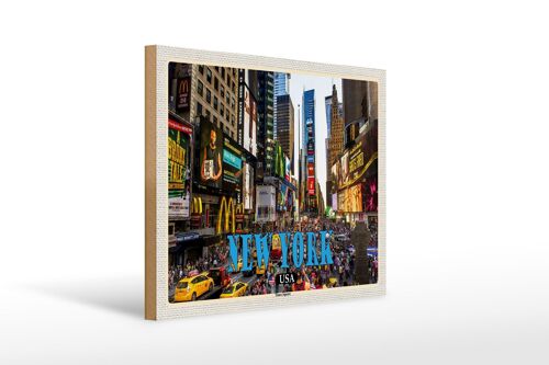 Holzschild Reise 40x30cm New York USA Times Square Zentrum
