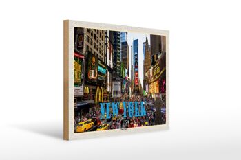 Panneau en bois voyage 40x30cm New York USA Times Square centre 1