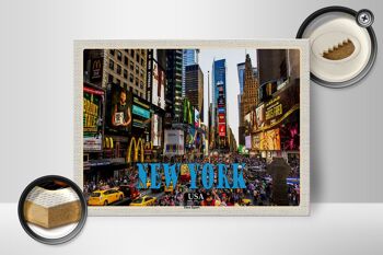 Panneau en bois voyage 40x30cm New York USA Times Square centre 2