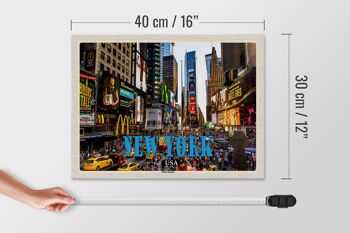 Panneau en bois voyage 40x30cm New York USA Times Square centre 4